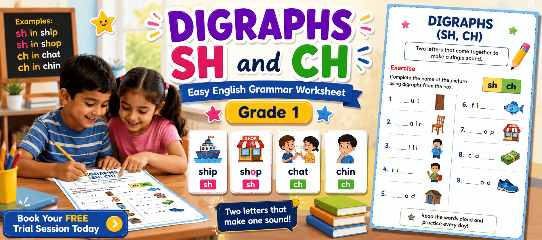 Grade 1 Digraphs Worksheet for CH and SH Sound Practice.png