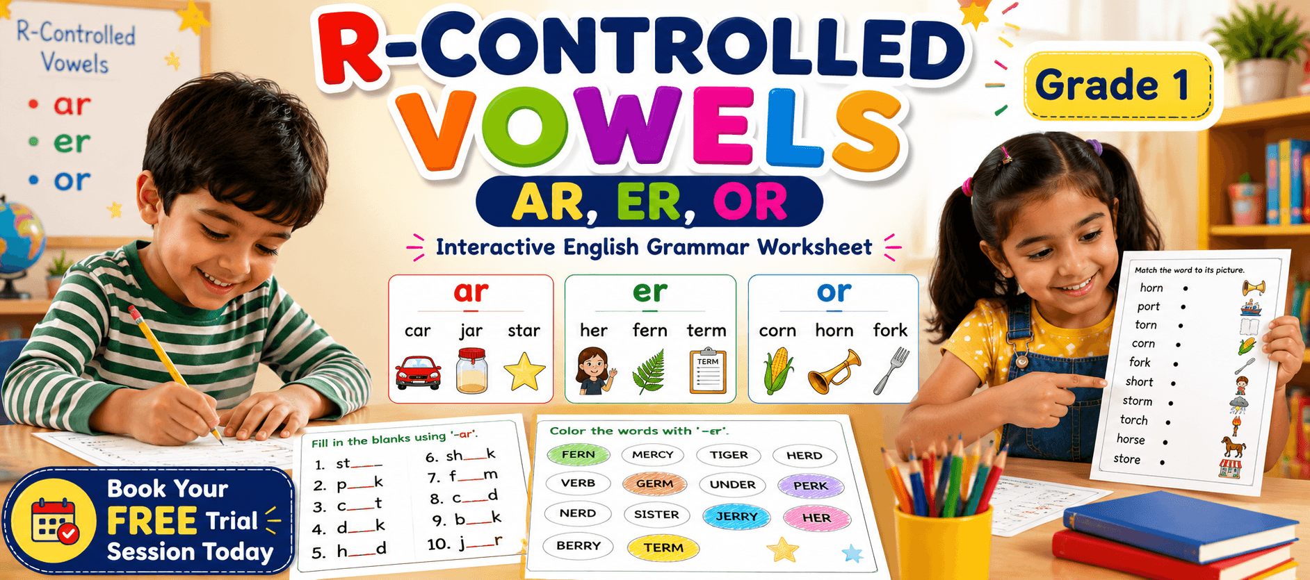 Grade 1 R-Controlled Phonics Practice Sheets for Kids.png