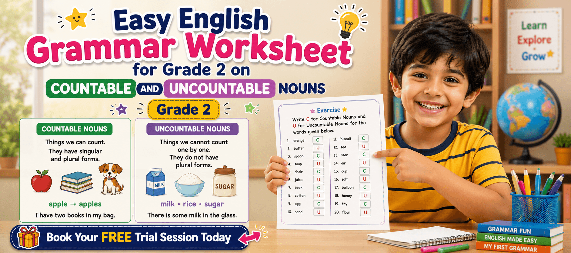 Grade 2 Countable and Uncountable Nouns Worksheet [PDF].png