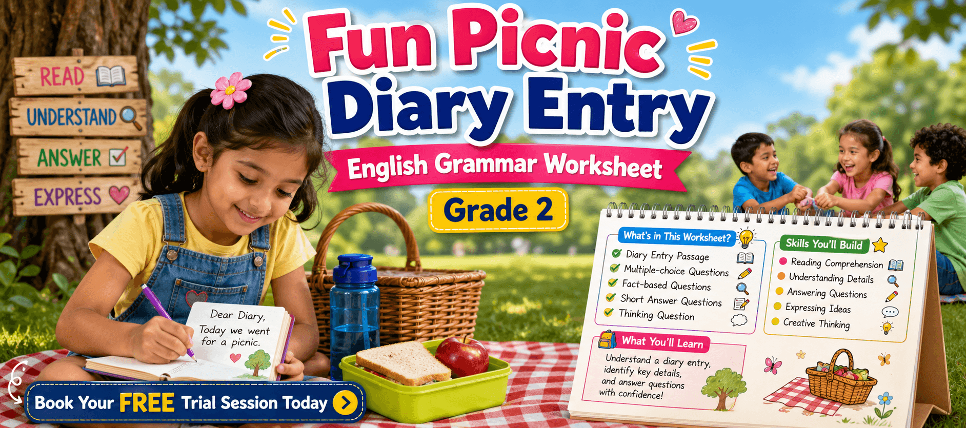 Grade 2 Reading Comprehension Picnic Diary Entry PDF.png