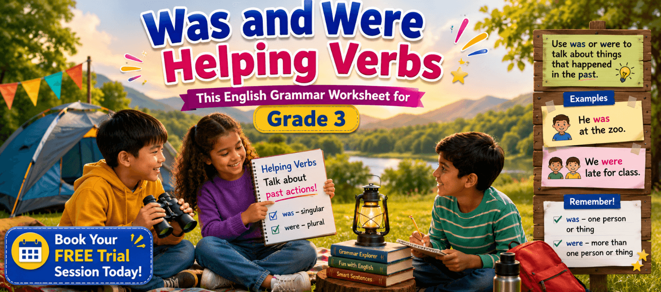 Grade 3 Grammar Practice with Was and Were Helping Verbs.png