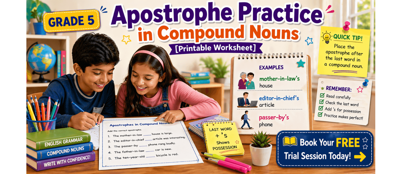 Grade 5 Apostrophe Practice in Compound Nouns [Printable Worksheet].png