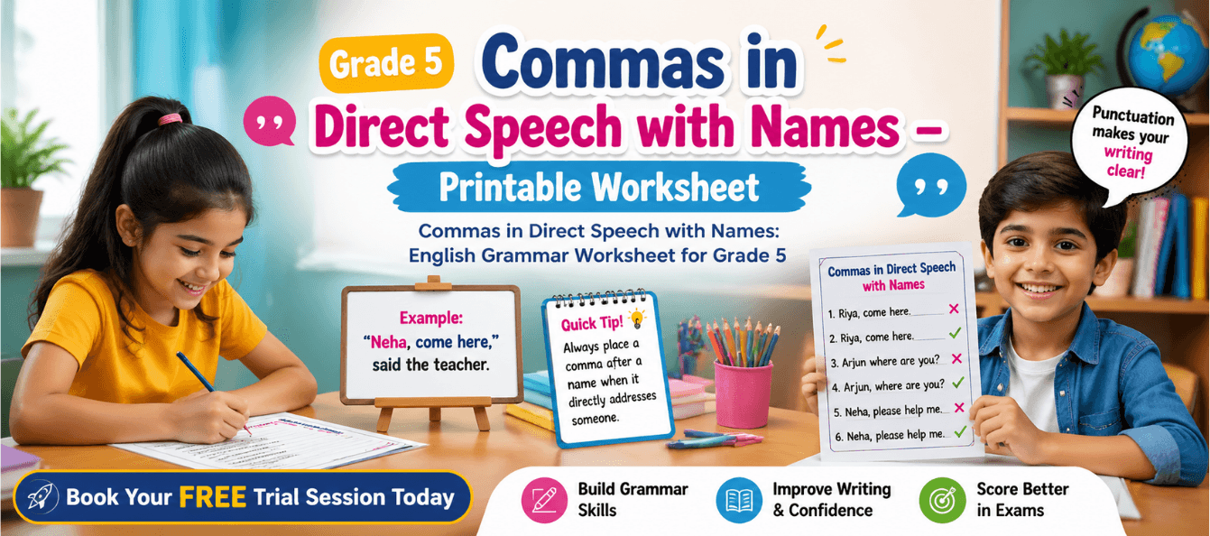 Grade 5 Commas in Direct Speech with Names – Printable Worksheet.png