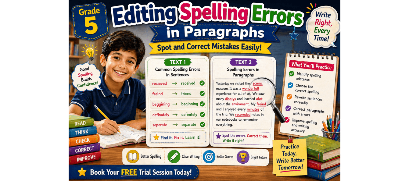 Grade 5 English Worksheet Editing Spelling Errors in Paragraphs.png