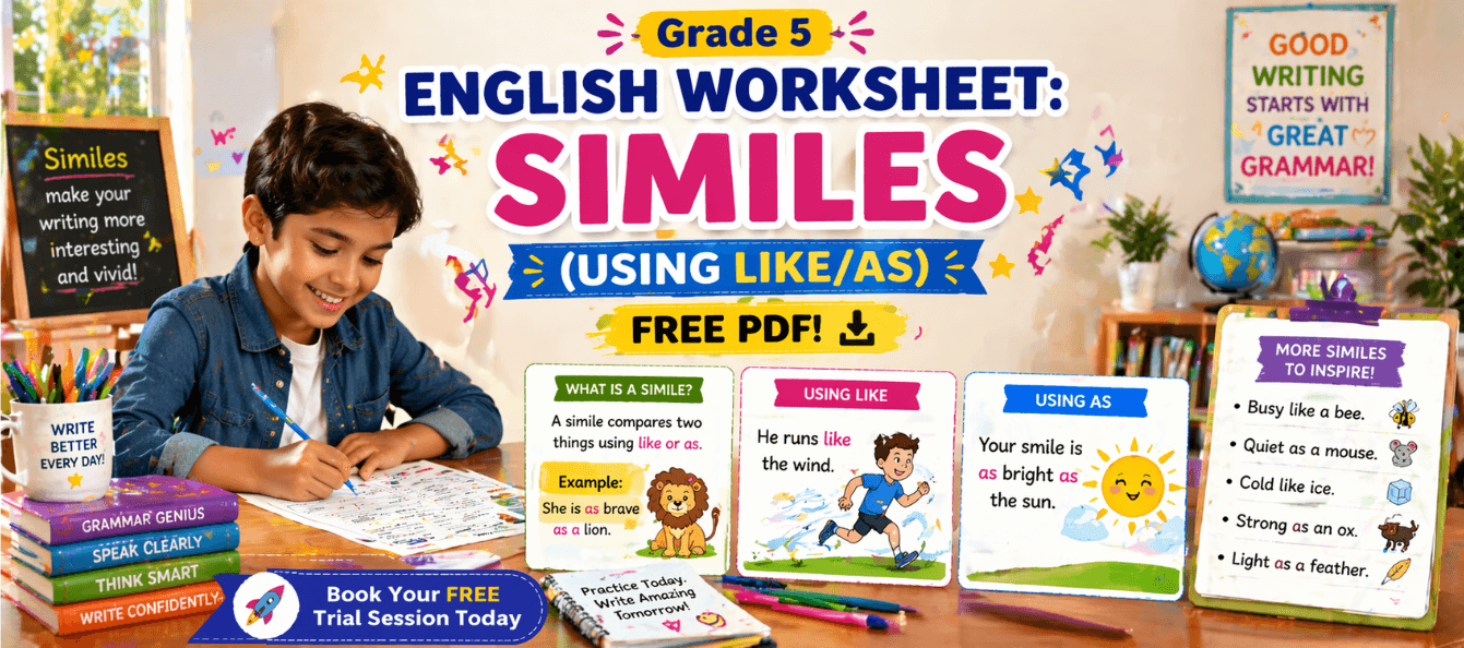 Grade 5 English Worksheet_ Similes (Using Like_As) [Free PDF].png