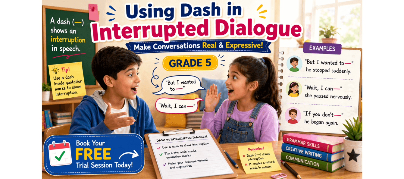 Grade 5 Grammar Worksheet Using Dash in Interrupted Dialogue.png