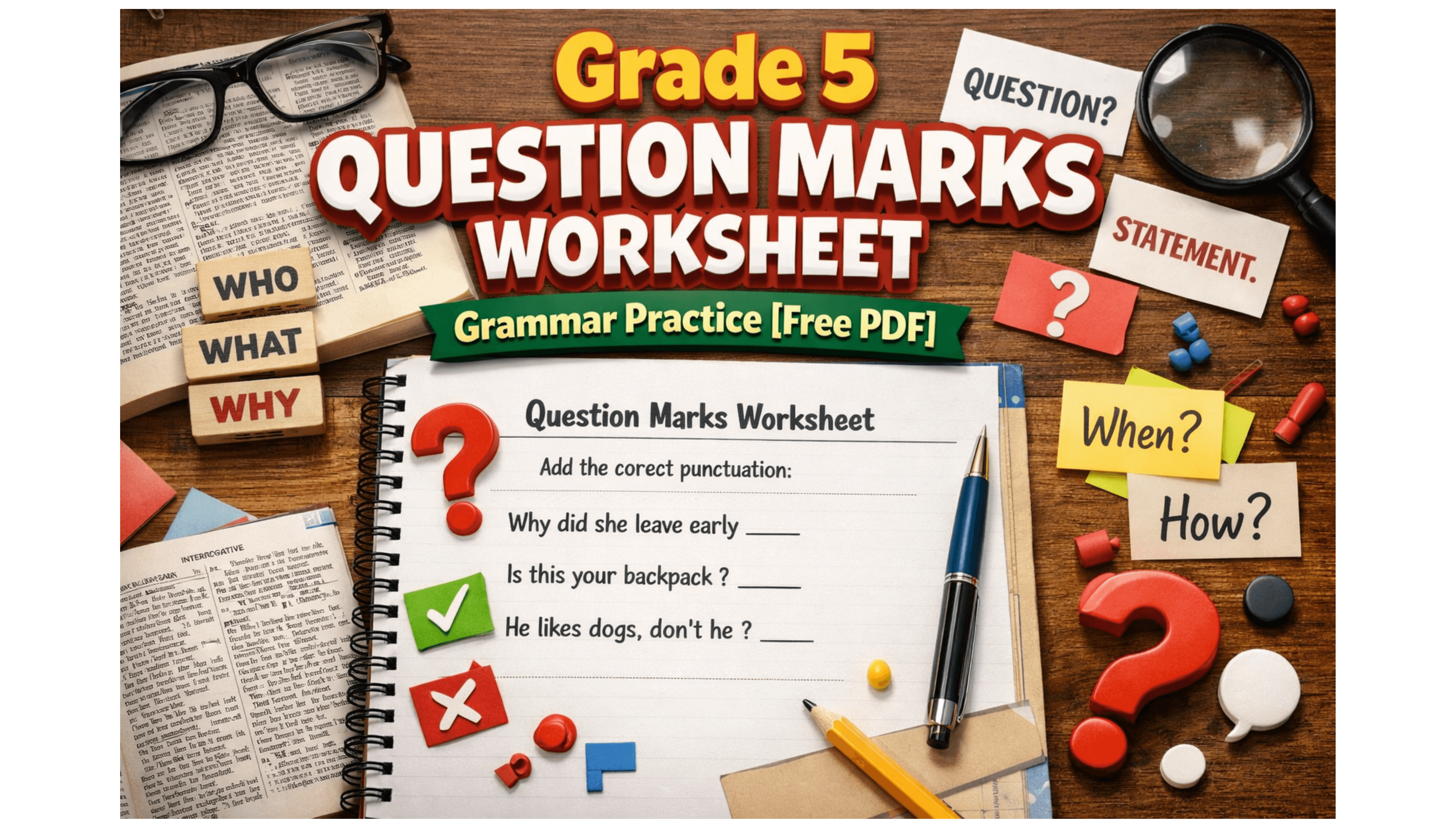 Grade 5 Question Marks Worksheet Grammar Practice [Free PDF].png