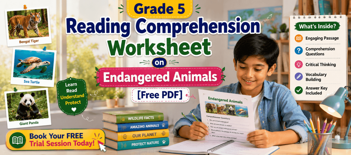 Grade 5 Reading Comprehension Worksheet on Endangered Animals [Free PDF].png