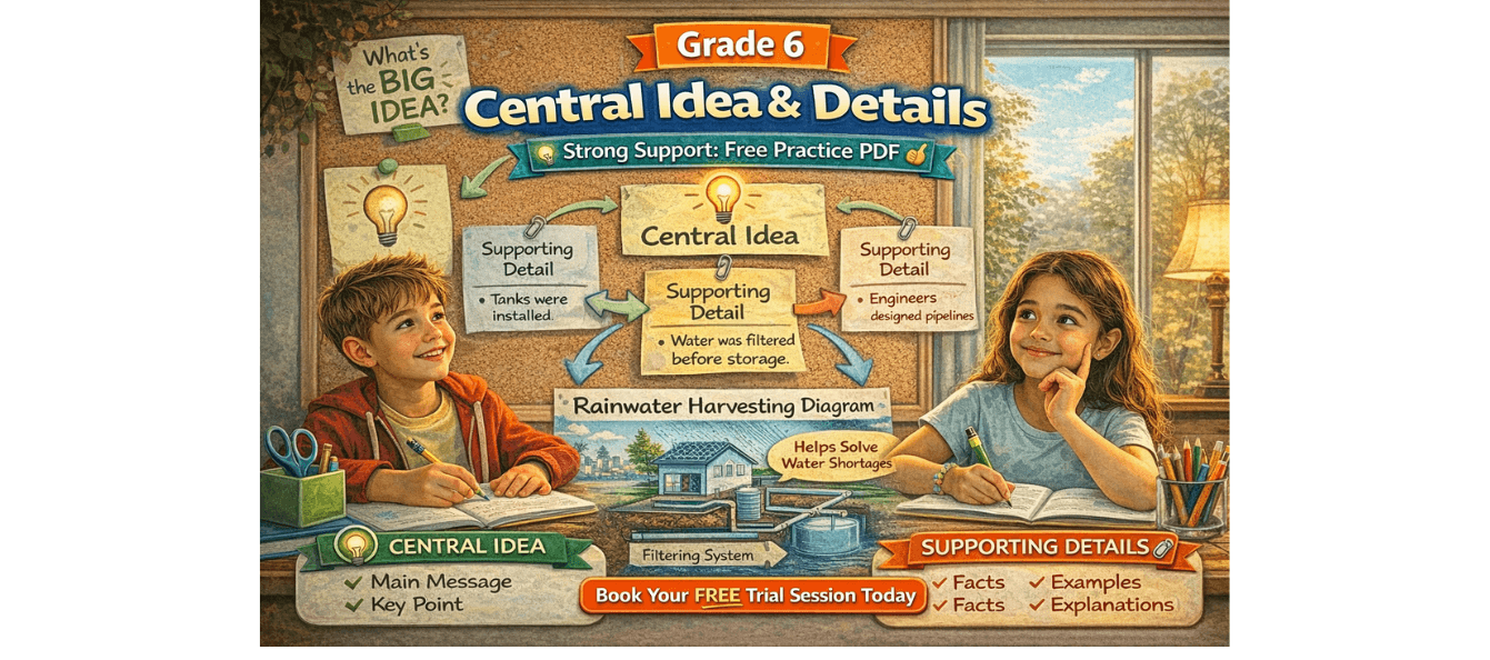 Grade 6 Central Idea and Details Worksheet – Practice [Free PDF].png