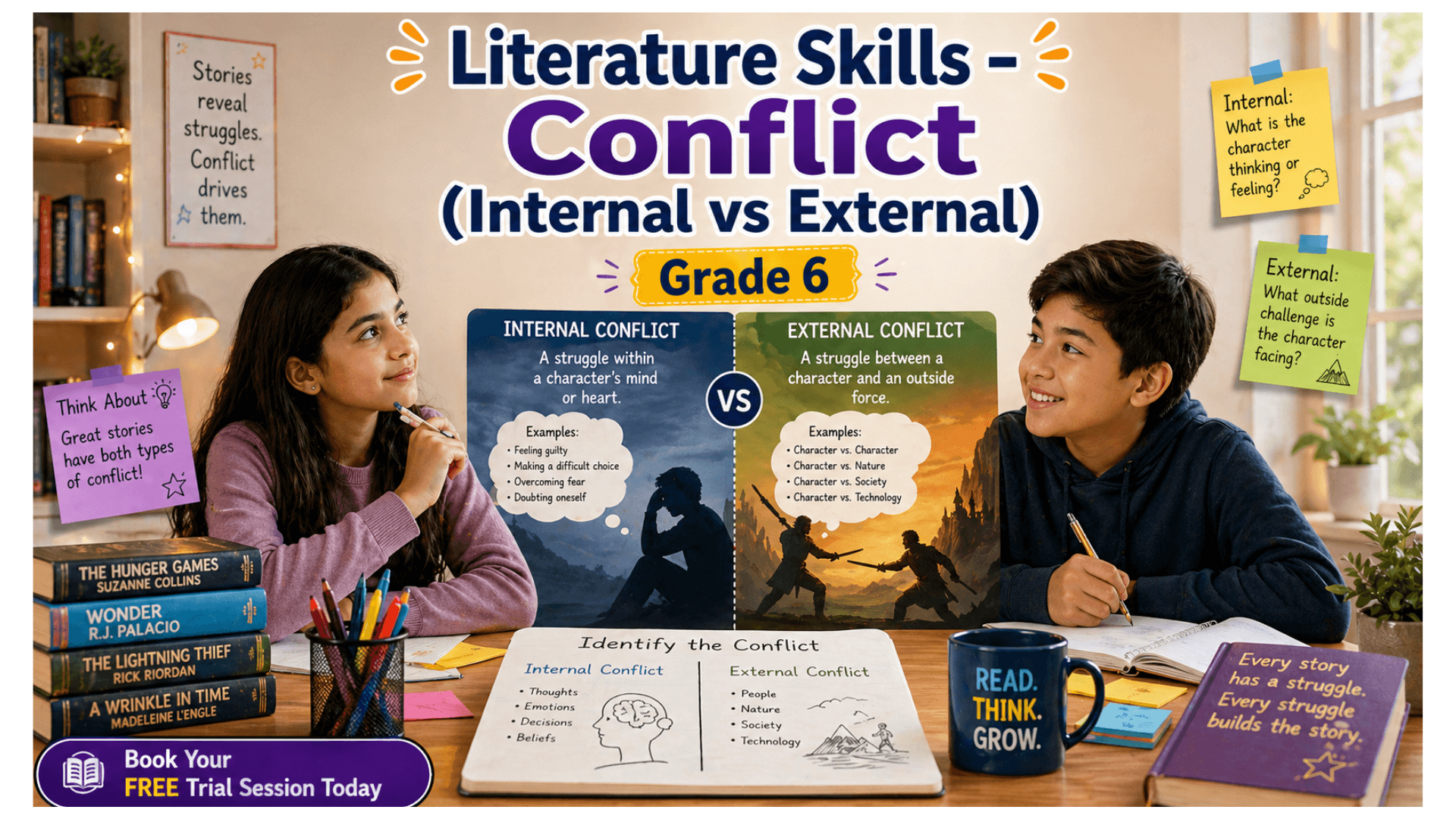 Grade 6 English Worksheet Conflict (Internal vs External).png