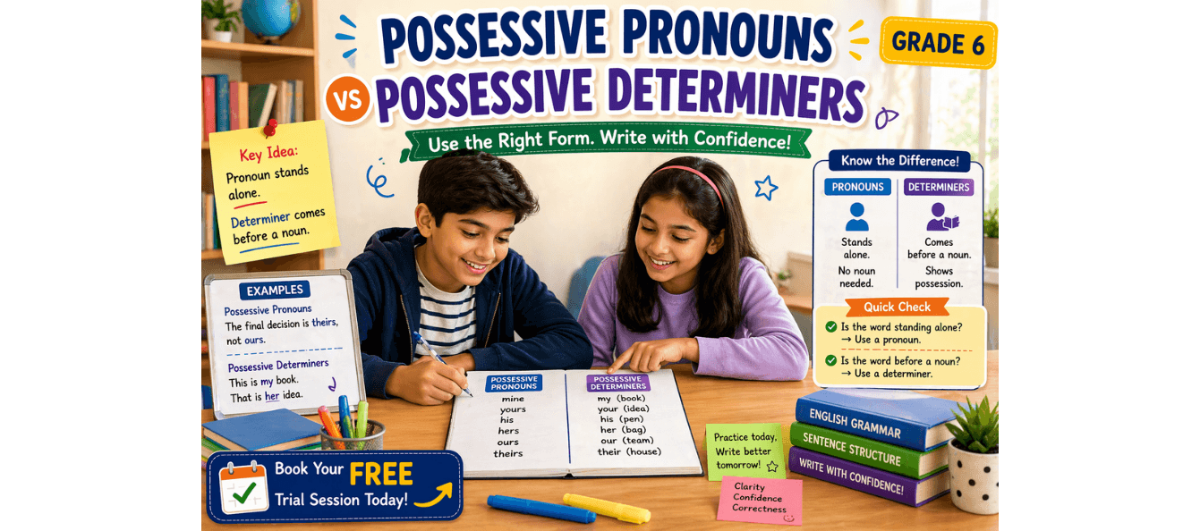 Grade 6 Worksheet Possessive Pronouns vs Determiners [Free PDF].png