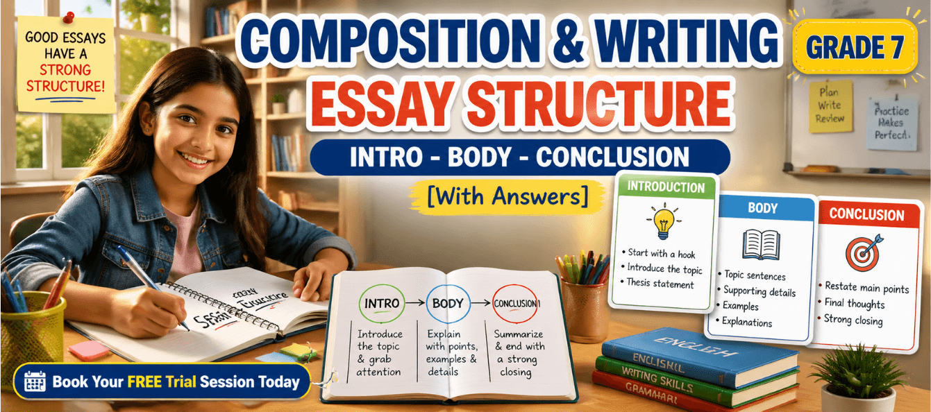 Grade 7 Composition & Writing Essay Structure (Intro-Body-Conclusion) [With Answers].png