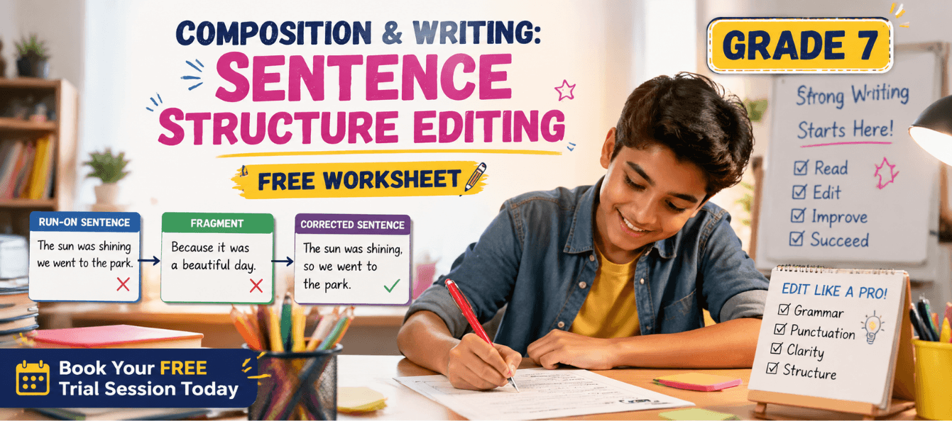 Grade 7 Composition & Writing Sentence Structure Editing [Free Worksheet].png