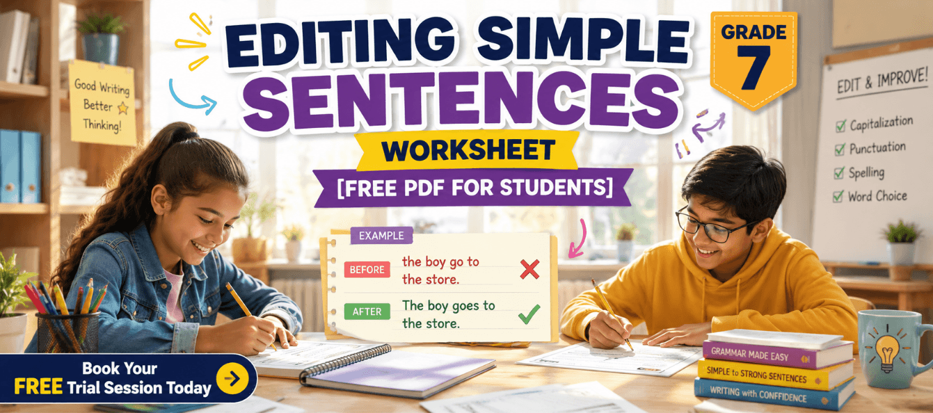 Grade 7 Editing Simple Sentences Worksheet [Free PDF for Students].png