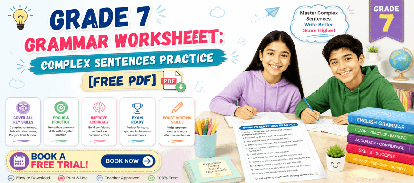 Grade 7 Grammar Worksheet_ Complex Sentences Practice [Free PDF].png