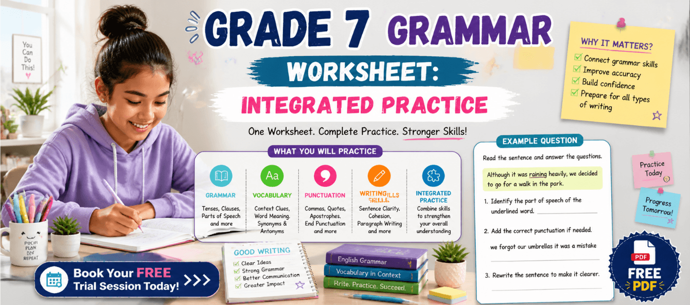 Grade 7 Grammar Worksheet_ Integrated Practice [Free PDF].png