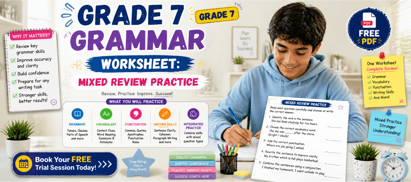Grade 7 Grammar Worksheet_ Mixed Review Practice [Free PDF].png