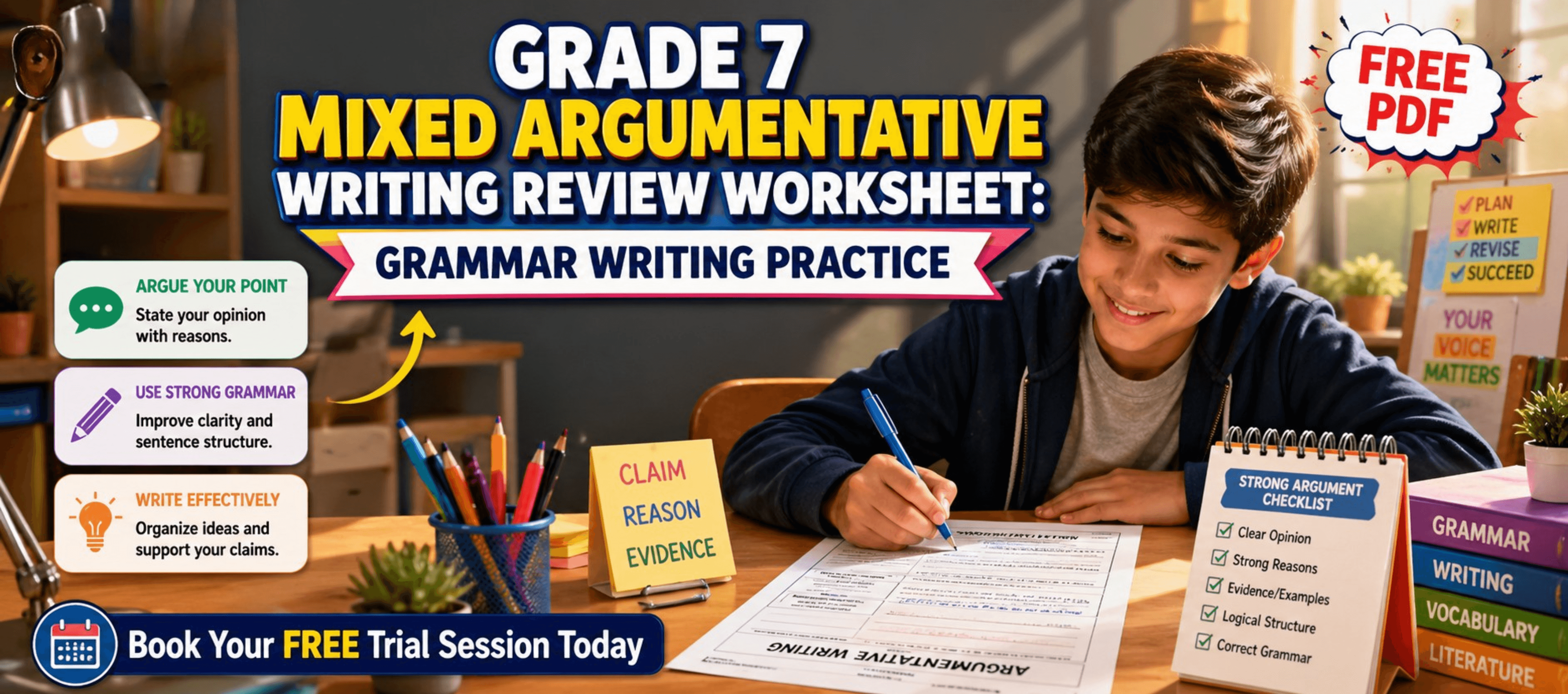 Grade 7 Mixed Argumentative Writing Review Worksheet: Grammar Writing ...