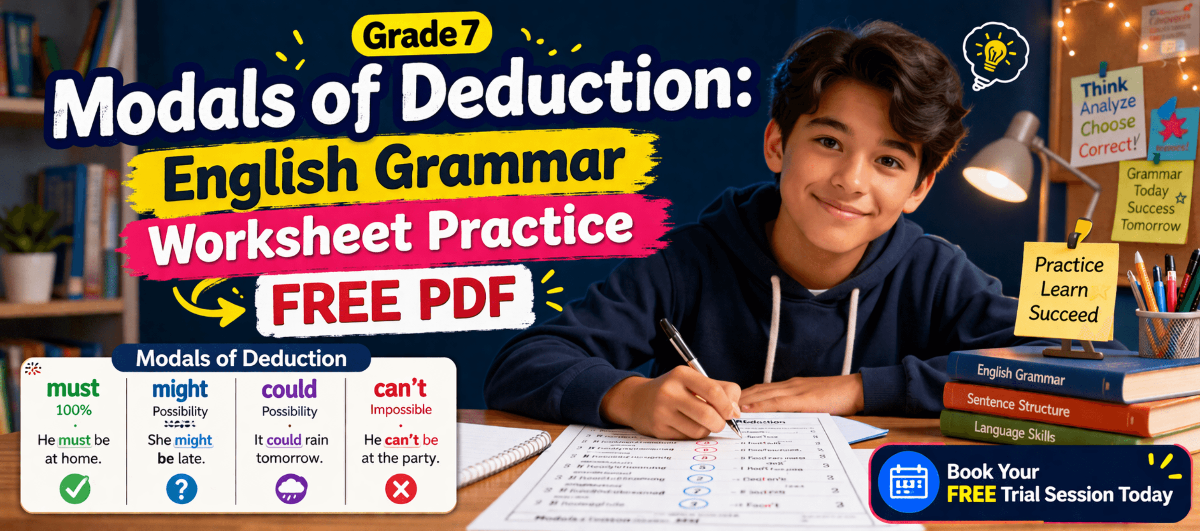 Grade 7 Modals of Deduction English Grammar Worksheet Practice [Free PDF].png