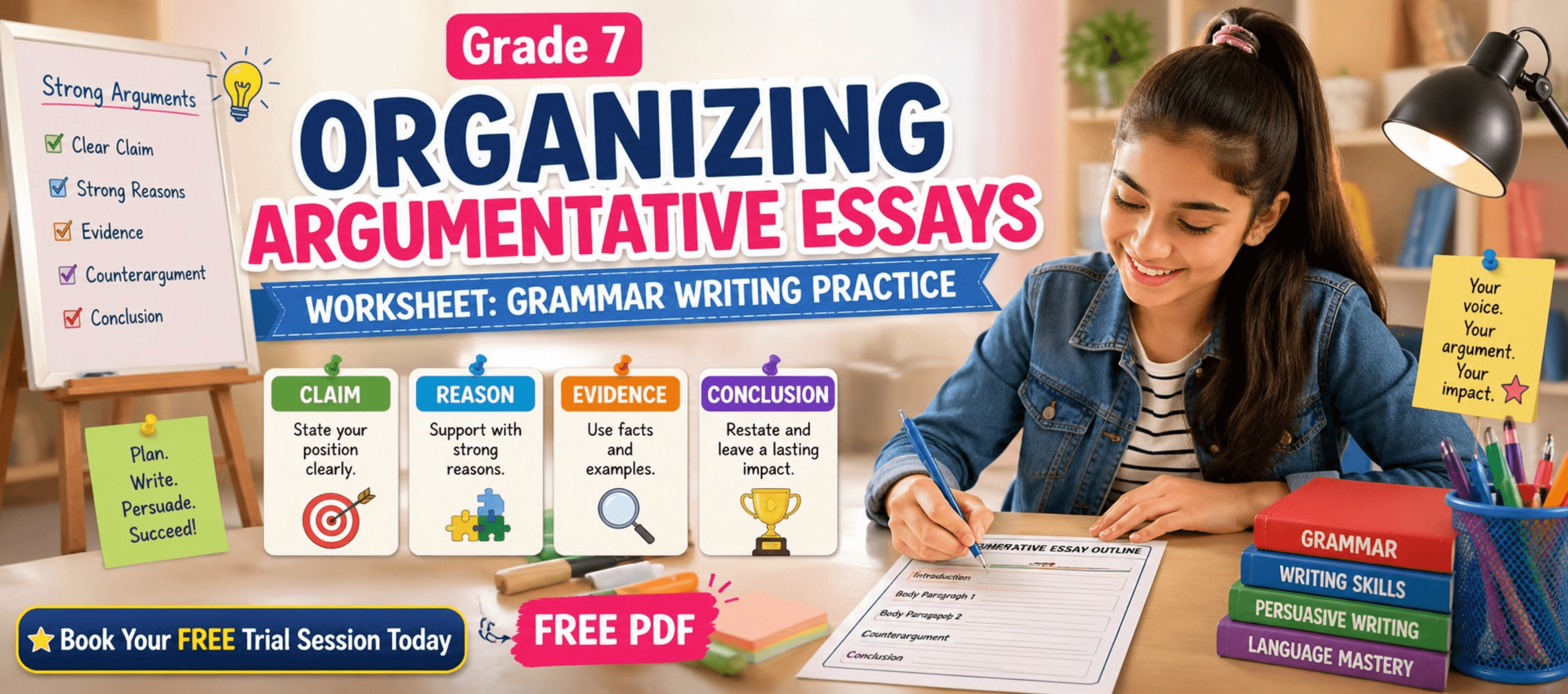 Grade 7 Organizing Argumentative Essays Worksheet Grammar Writing Practice [Free PDF].png