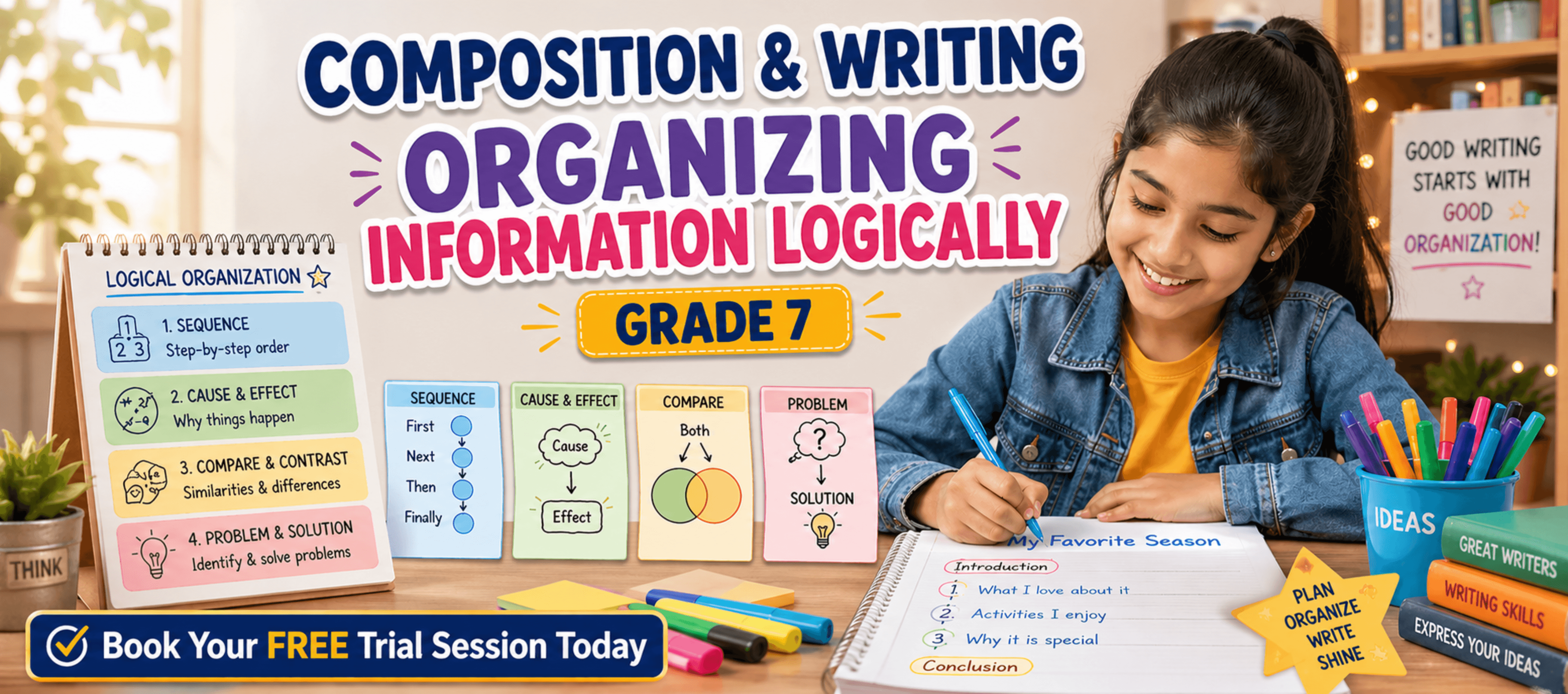 Grade 7 Organizing Information Logically Worksheet Grammar Writing Practice [Free PDF].png