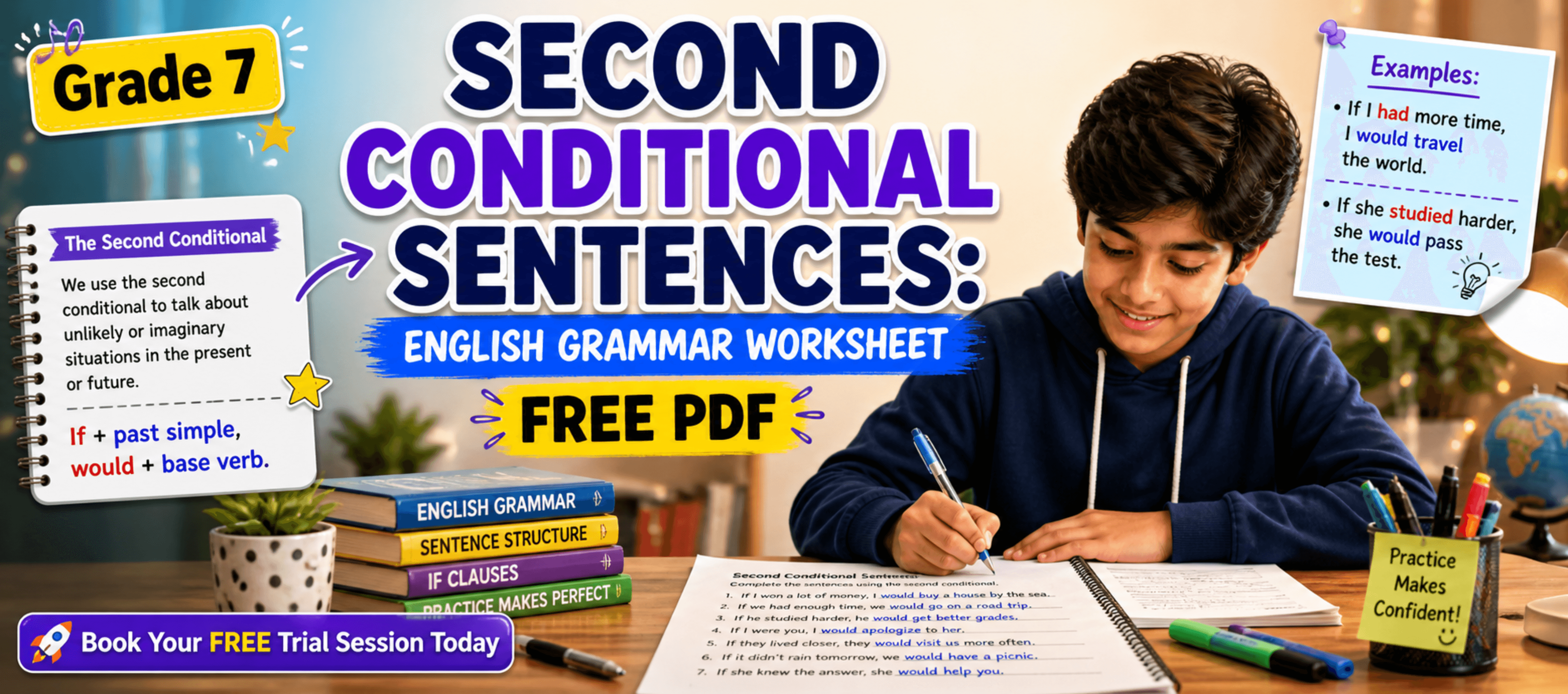 Grade 7 Second Conditional Sentences English Grammar Worksheet [Free PDF].png