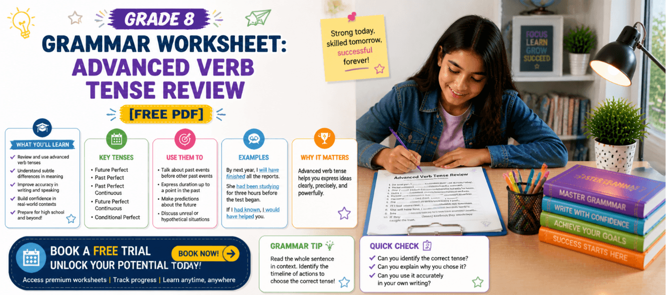 Grade 8 Grammar Worksheet_ Advanced Verb Tense Review [Free PDF].png