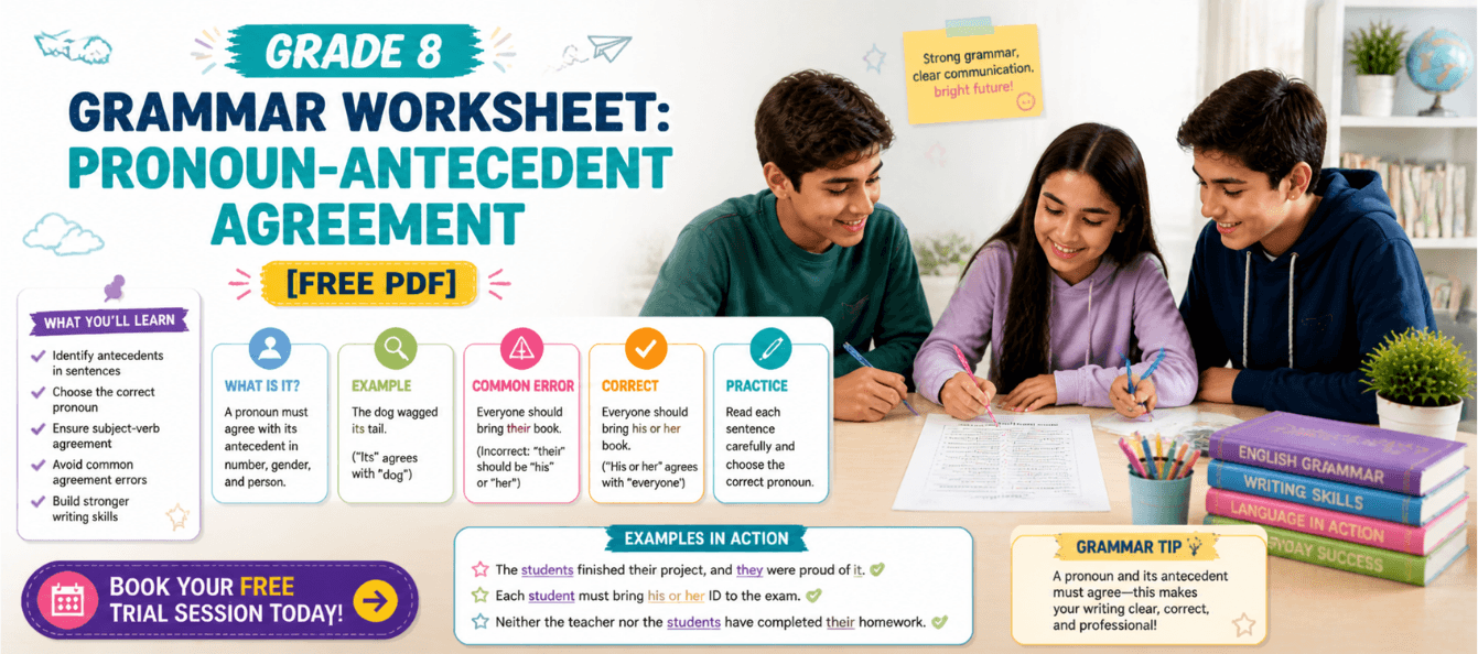Grade 8 Grammar Worksheet_ Pronoun-Antecedent Agreement [Free PDF].png