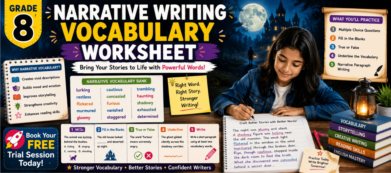 Grade 8 Narrative Writing Vocabulary Worksheet for Kids.png