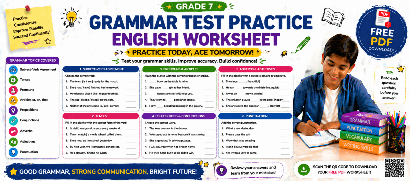 Grammar Test Practice Grade 7 English Worksheet [Free PDF].png