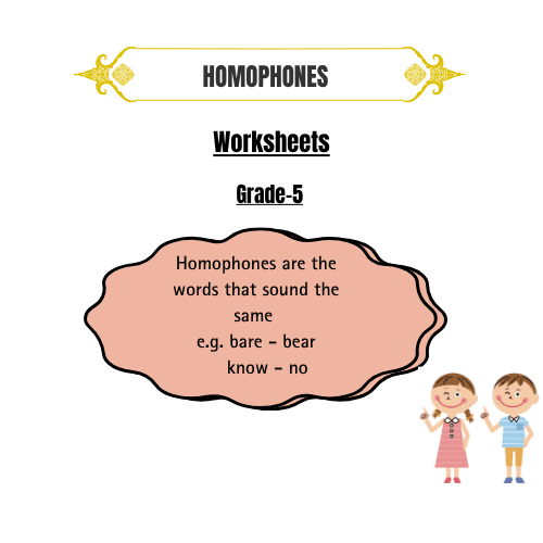 Homophones Grammar Worksheet for Grade 5 English