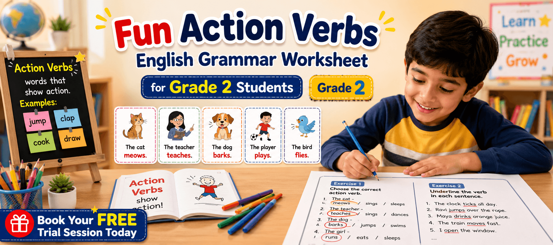 Interactive Action Verbs Exercises for Class 2 Kids.png