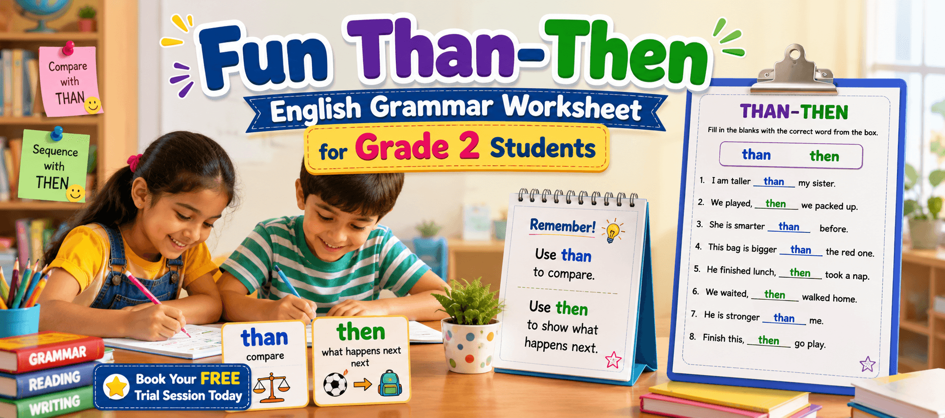 Learn Than and Then with Grade 2 Grammar Exercises.png