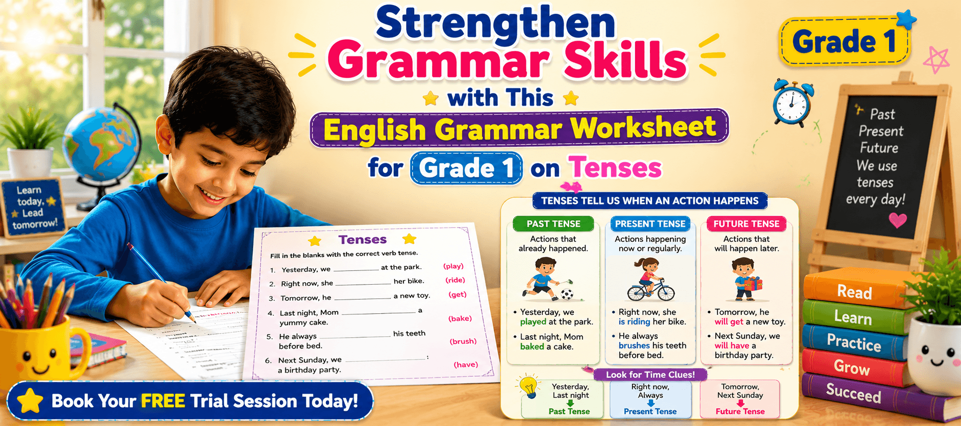 Learn Verb Tenses with Class 1 English Worksheets.png
