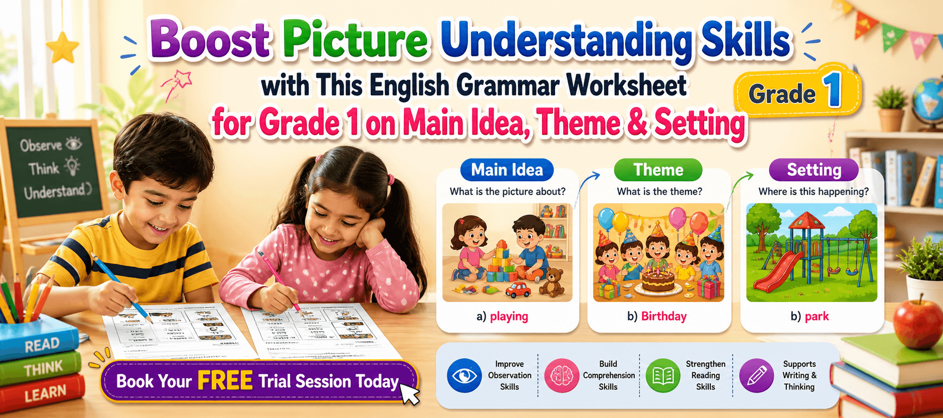 Main Idea and Setting Practice Worksheet for Grade 1 Kids.png