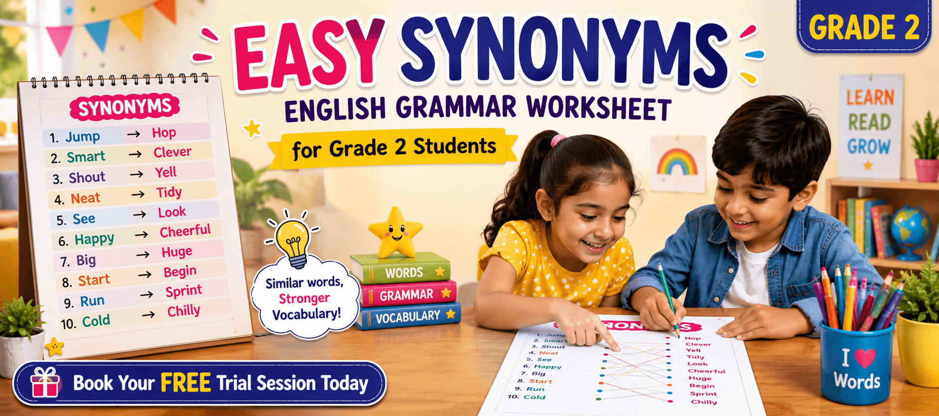 Match Similar Words Worksheet for Class 2 Free PDF.png