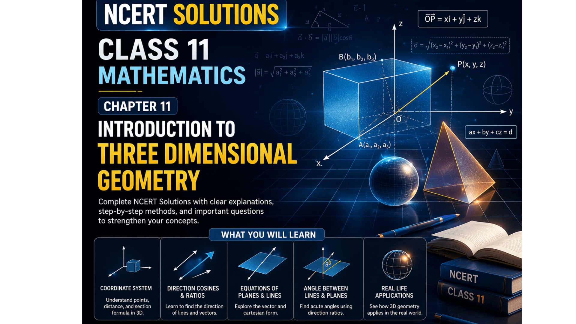 NCERT Solutions for Class 11 Mathematics Introduction To Three Dimensional Geometry Chapter 11
