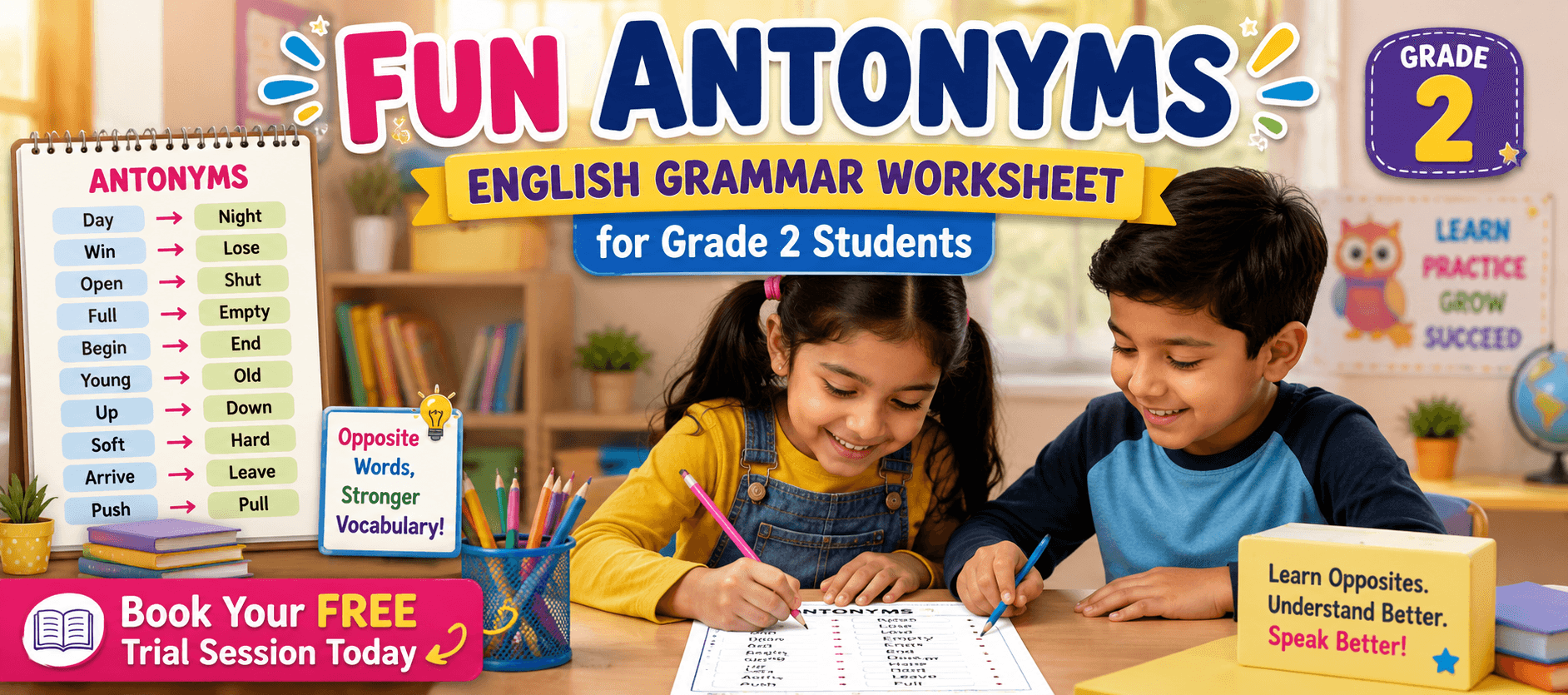Opposite Words Matching Worksheet with Answers for Class 2.png