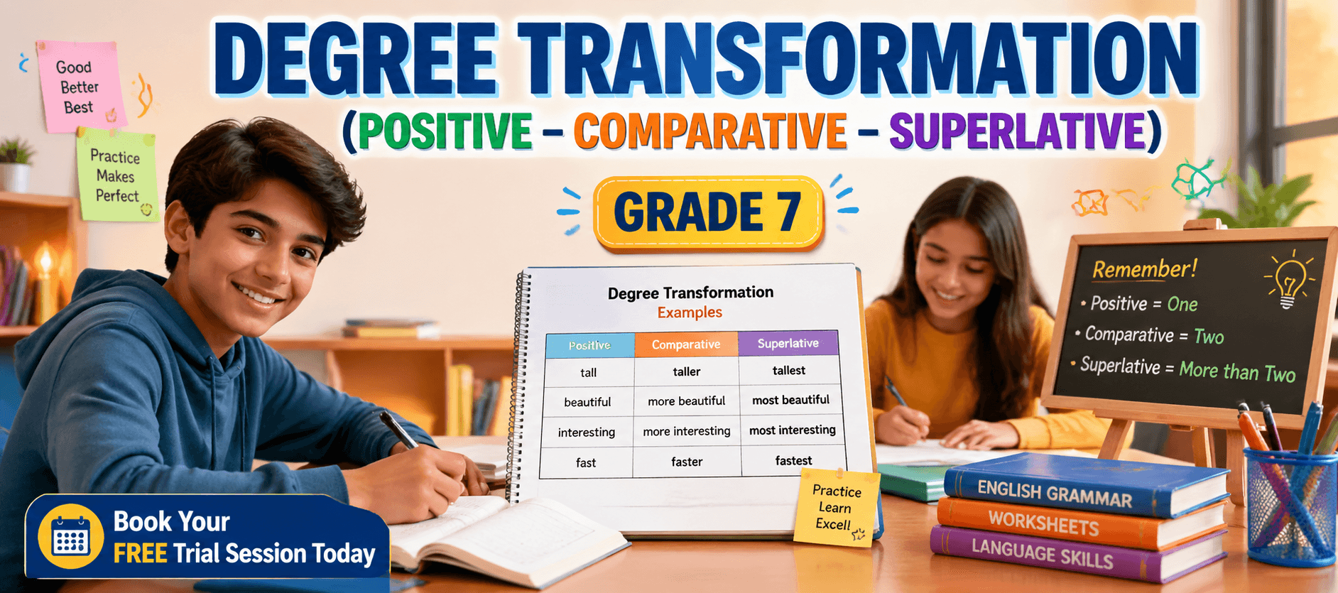 Positive Comparative and Superlative Degree Transformation Worksheet for Class 7 [PDF].png