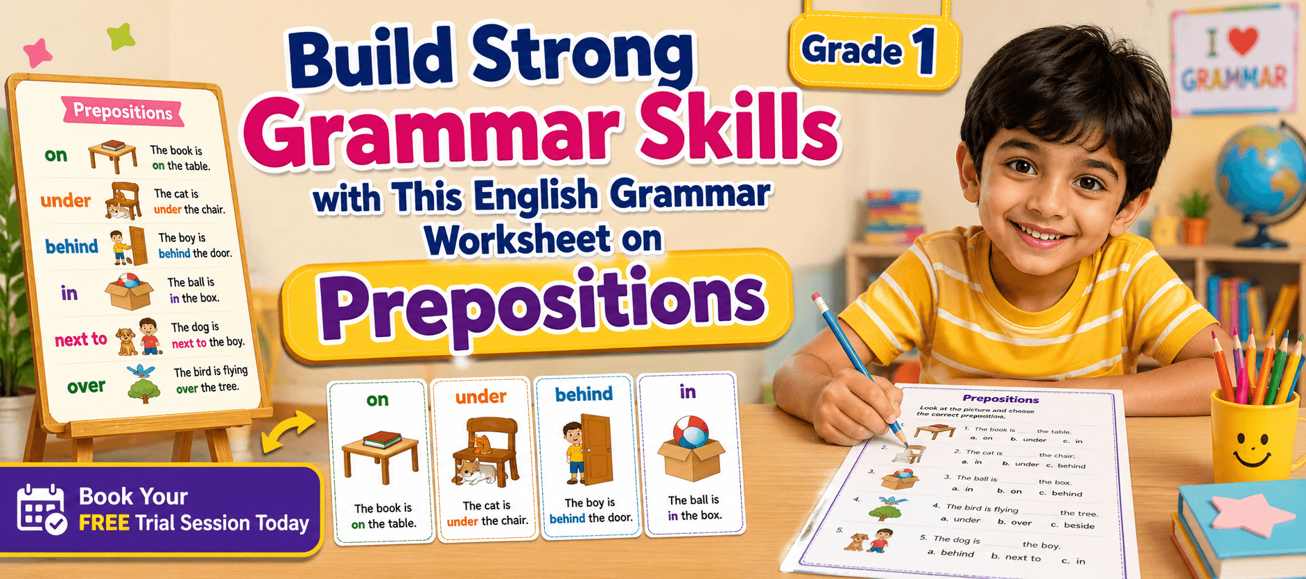 Prepositions with Pictures Worksheet for Class 1 English.png