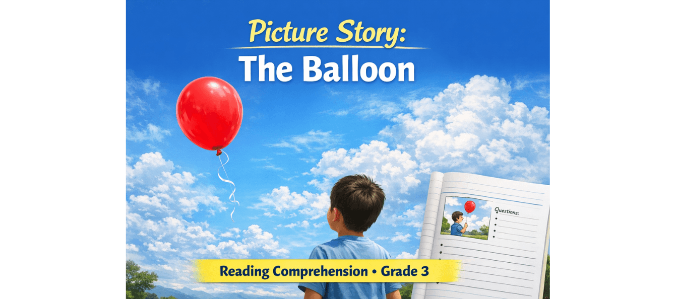 Reading Comprehension for Class 3 Balloon Story Worksheet Free PDF.png