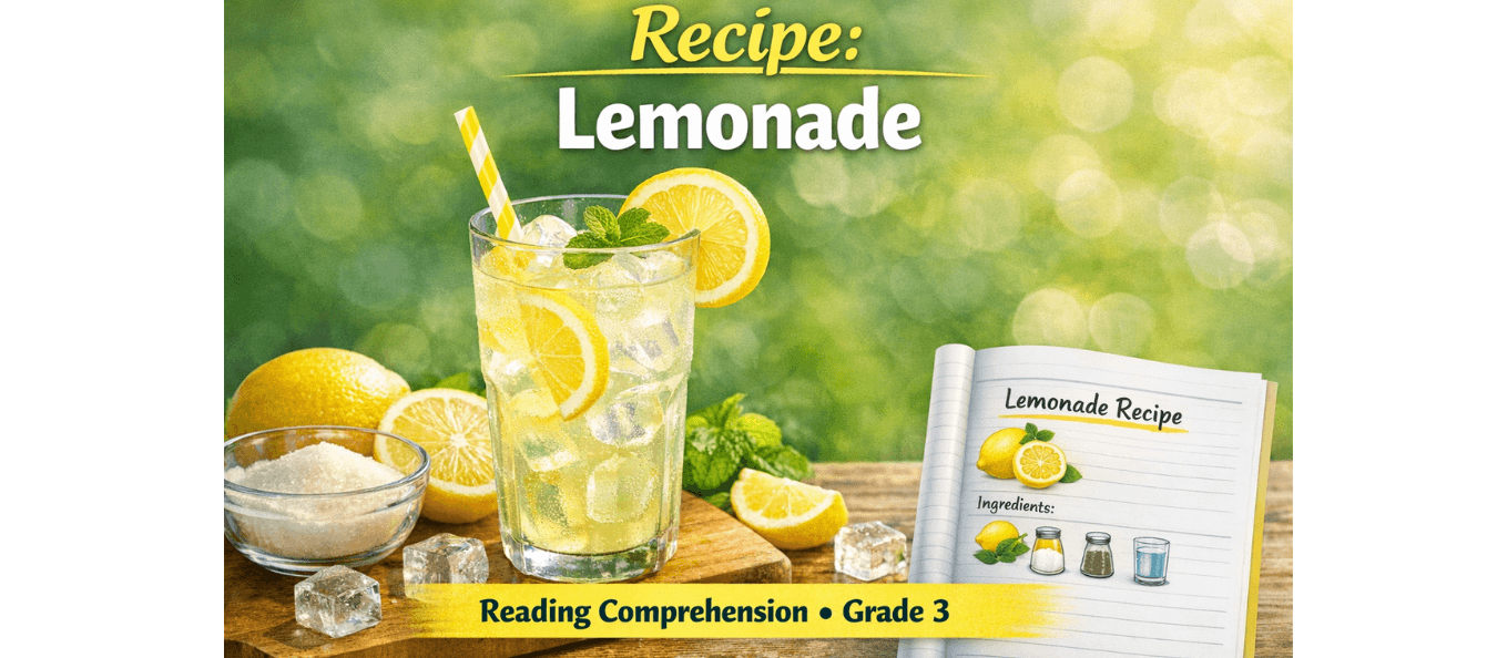 Recipe Reading Worksheet for Grade 3 Lemonade Free PDF.png