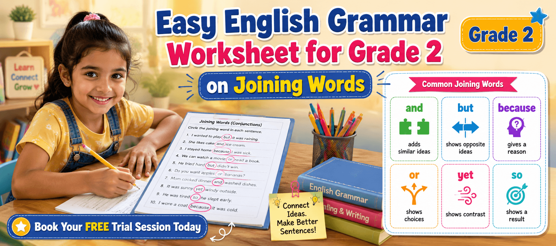 Simple Joining Words Practice Worksheet for Class 2 Students.png