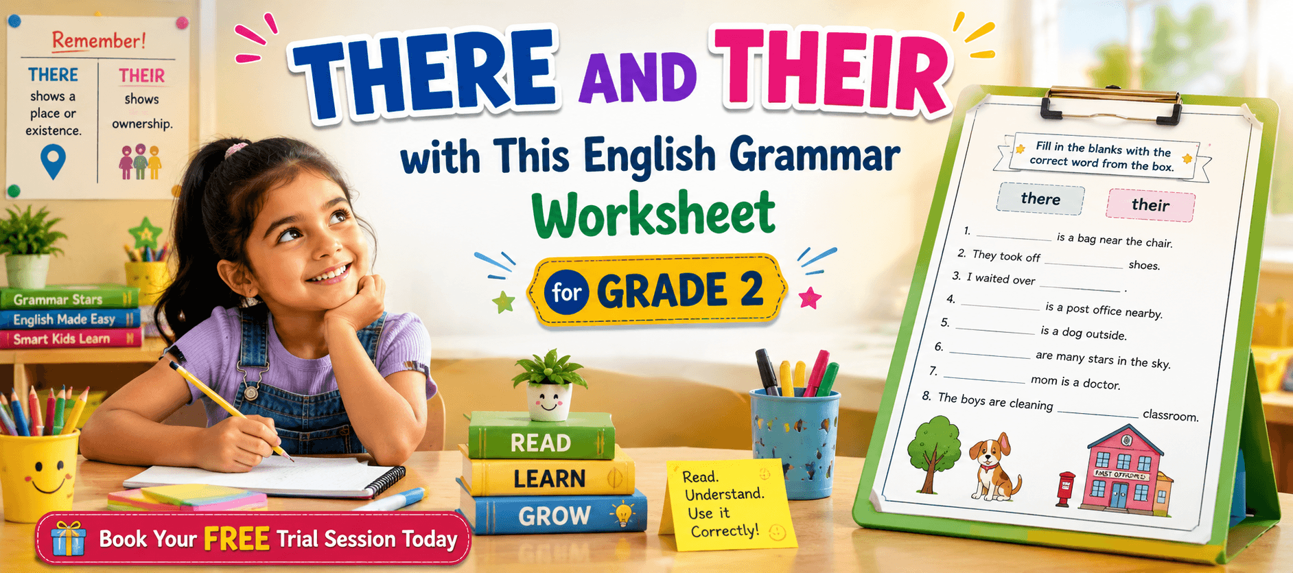 Simple There vs Their Usage Worksheet for Class 2 Kids.png
