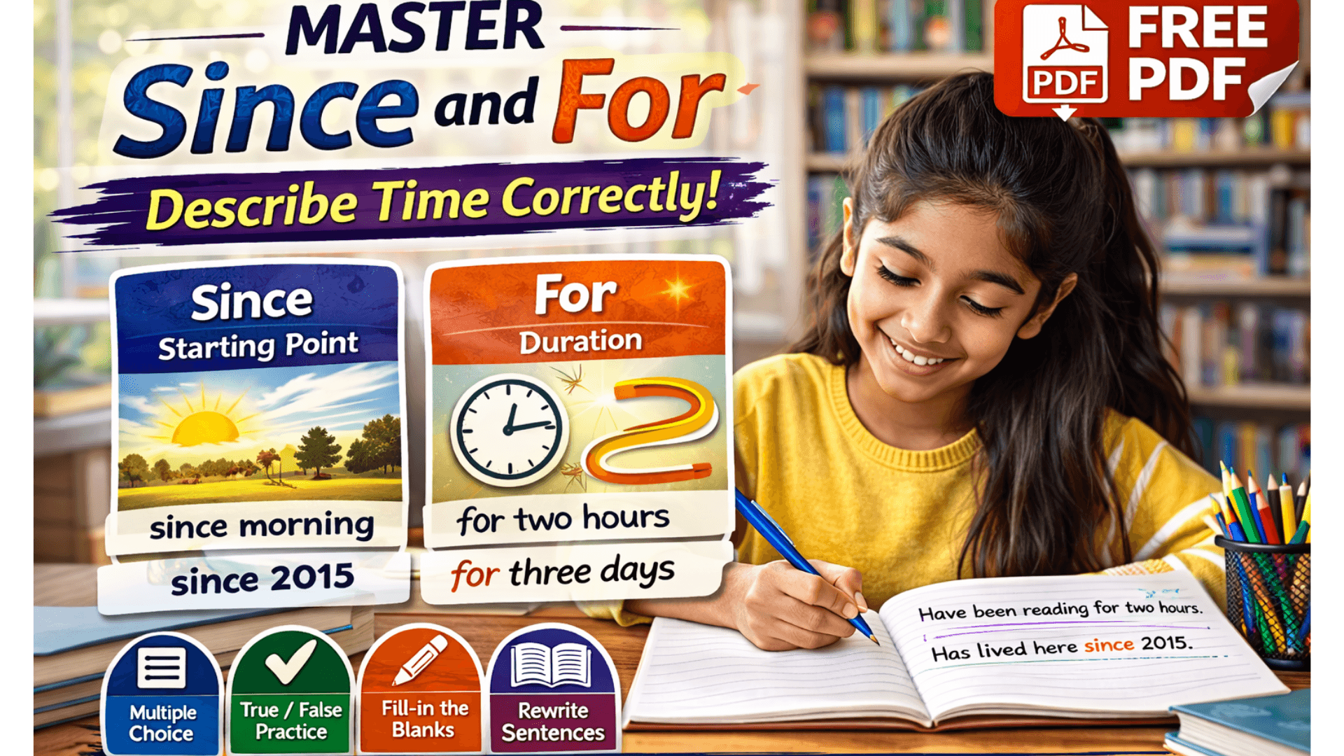 Since vs For Worksheet for Class 5 Practice PDF.png