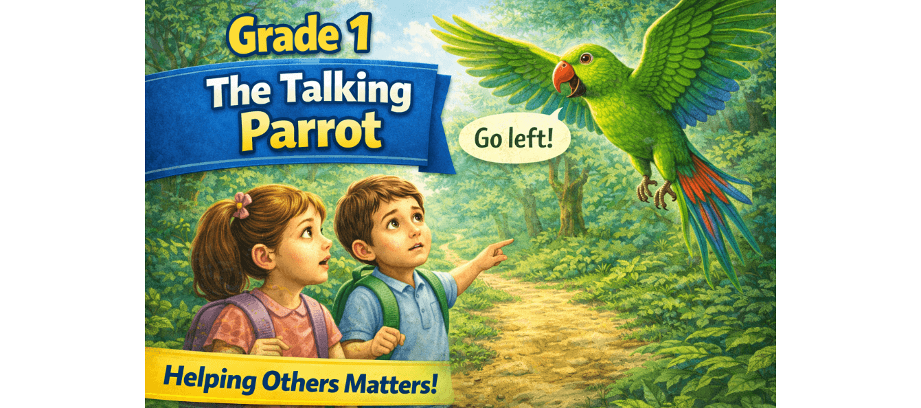 Talking Parrot Story Class 1 English Worksheet With Answers.png