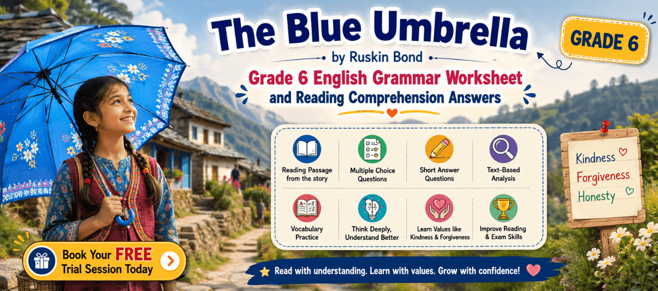 The Blue Umbrella by Ruskin Bond Grade 6 Reading Worksheet.png