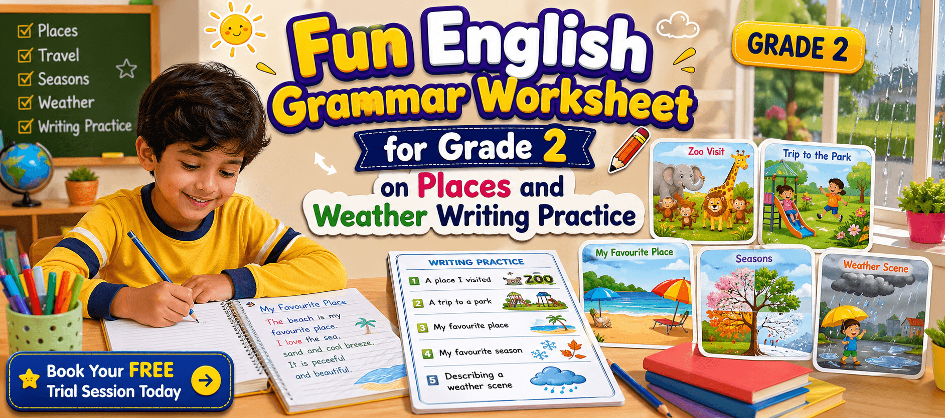 Weather  Places Writing Practice Worksheet for Grade 2 Kids.png