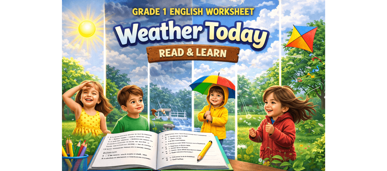 Weather Today Reading Passage for Class 1 Practice Sheet.png