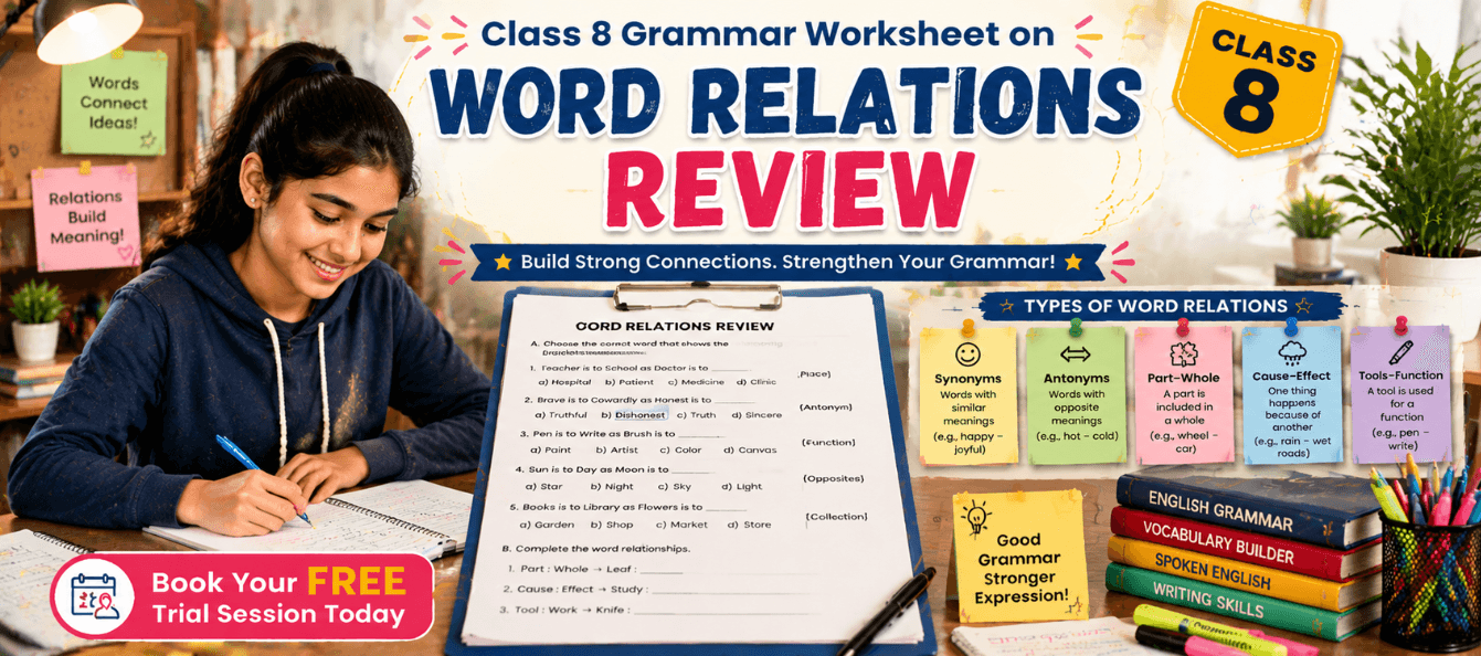 Word Relations Review Worksheet for Class 8 Grammar [PDF].png